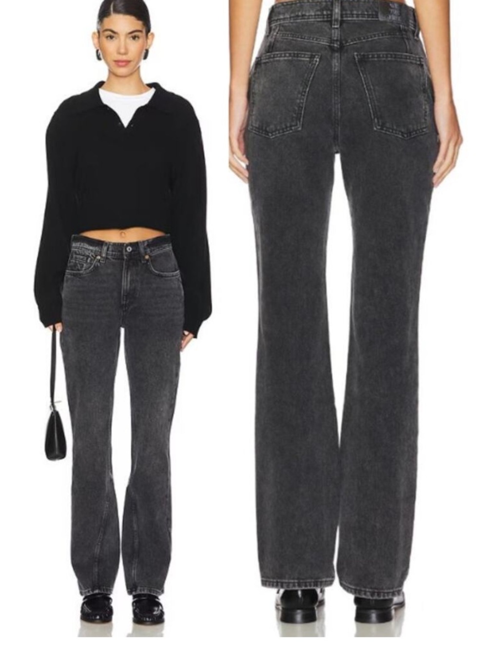 Free People We the Free Xena High Rise Slim Straight Jeans NEW Dark Night